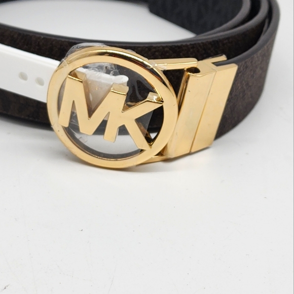 Michael Kors MK Brown and Gold MK Log Size M Betl - Picture 2 of 8